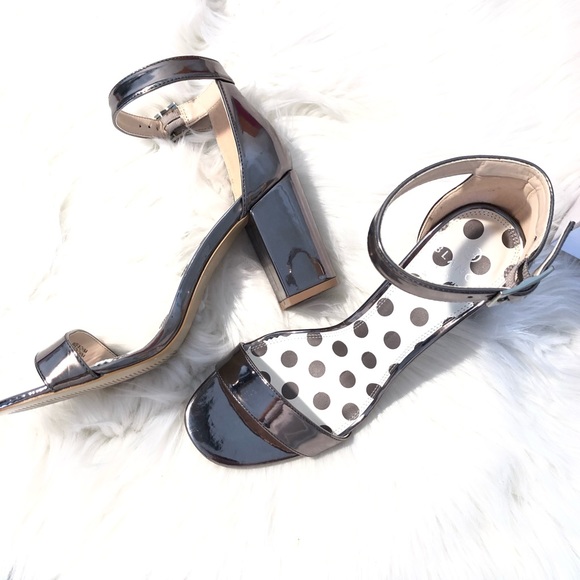 Gunmetal/Silver Ankle Strap Block Heels - Picture 4 of 4